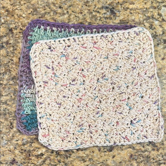 Handmade Crochet Dishcloth Set 100% cotton - Picture 1 of 3